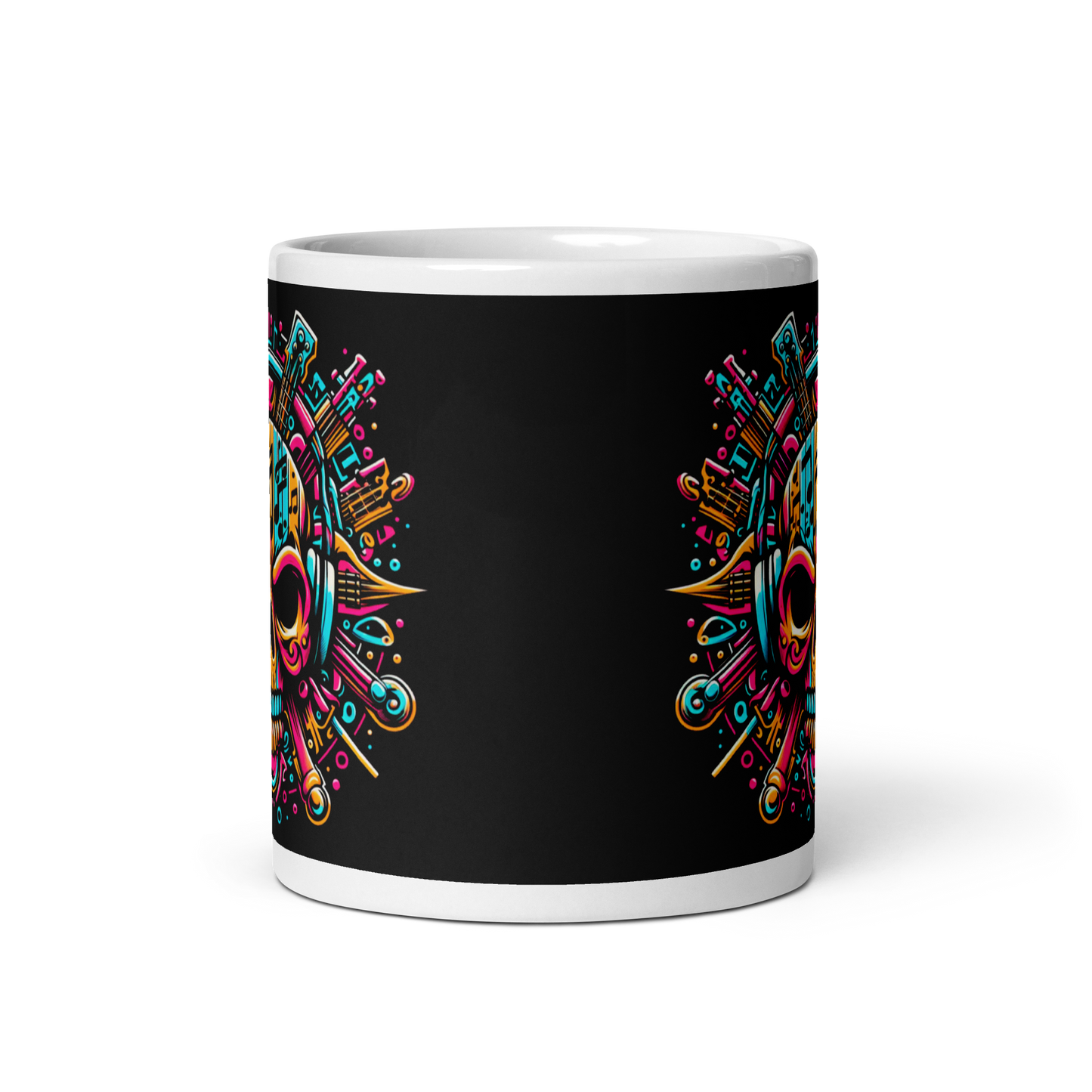 Taza blanca Skull Music