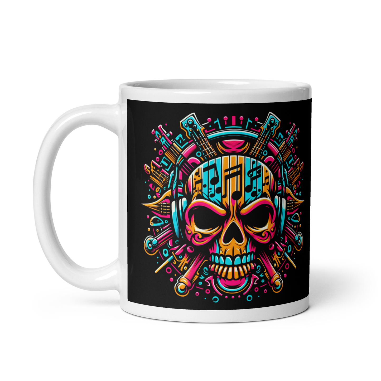 Taza blanca Skull Music