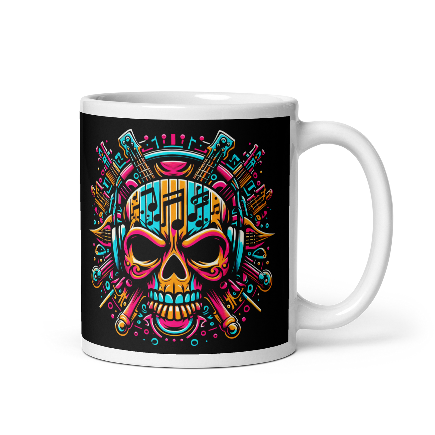 Taza blanca Skull Music