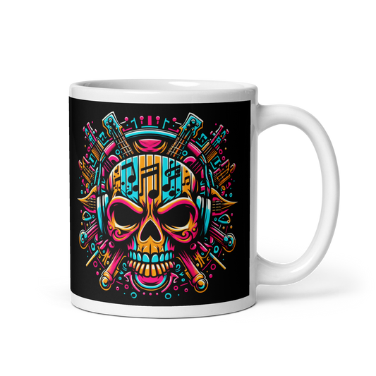 Taza blanca Skull Music